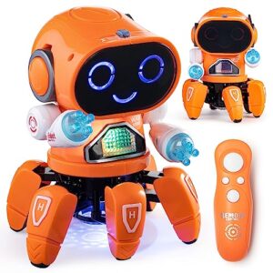 bot pioneer dancing robot toy with flashing lights & sound effects - kids rc remote control robot with moving arms & legs - desk robot toys for kids 3 4 5 6 7 8 - birthday gifts for boys & girls