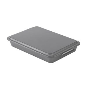 goodcook everyday 9" x 13" nonstick steel oblong cake baking pan with metal lid, gray