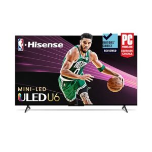 hisense 55-inch class u6 series uled mini-led google smart tv (55u6k, 2023 model) - qled, full array local dimming, hdr 10+, dolby vision iq, game mode plus vrr, 240 motion rate, compatible with alexa
