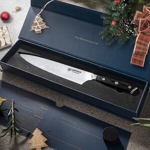 Brewin Chef Knife, Razor Sharp 8 Inch Kitchen Knife with Black Pakkawood Handle German High Carbon Stainless Steel Full Tang Professional Cooking Knives with Gift Box