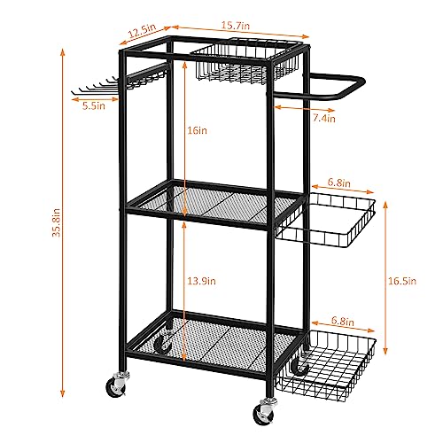 Yoga Mat Storage Rack Weight Rack for Dumbbells Home Gym Storage Rack Workout Equipment Storage Cart Hooks for Yoga Mats, Dumbbells, Kettlebells, Foam Rollers, and Resistance Bands, Black