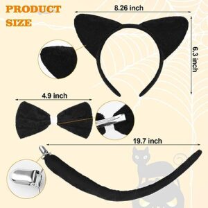 ZONESTA Cat Costume,Cat Noir Costume Black Cat Ear and Tail Set with Bow Tie Halloween Decoration Party Christmas Birthday Cosplay