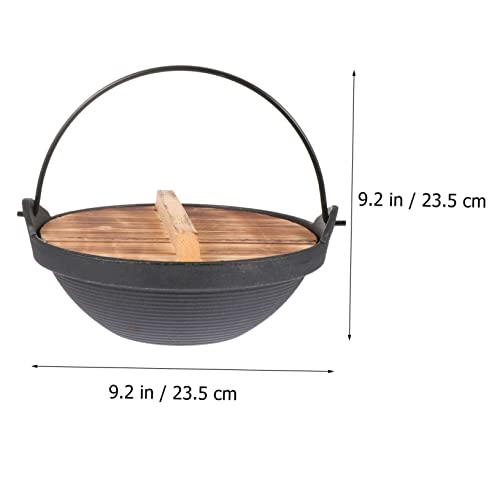 Camping Hanging Pot 2pcs Cast Iron Pan Korean Pots for Cooking Korean Hot Pot Sukiyaki Pot Asian Chinese Wok Camping Pot Cookware Hot Pot Cast Iron Pot High Temperature Pot Asia