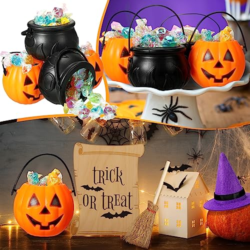 12 Pcs Halloween Mini Witch Hats Candy Cauldron Mini Broom Witch Craft Miniatures Wizard Accessory for Halloween Decorations (Cool Style)