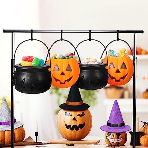 12 Pcs Halloween Mini Witch Hats Candy Cauldron Mini Broom Witch Craft Miniatures Wizard Accessory for Halloween Decorations (Cool Style)