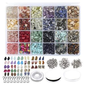 tbgfpo irregular gemstone bead kit with spacer beads, lobster clasp, elastic jump ring, for diy jewelry making supplies