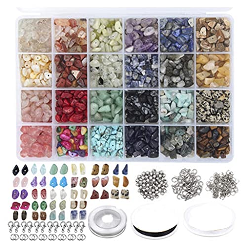 TBGFPO Irregular Gemstone Bead Kit with Spacer Beads, Lobster Clasp, Elastic Jump Ring, for DIY Jewelry Making Supplies