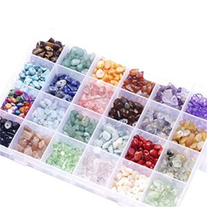 TBGFPO Irregular Gemstone Bead Kit with Spacer Beads, Lobster Clasp, Elastic Jump Ring, for DIY Jewelry Making Supplies