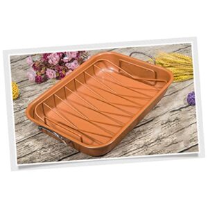 Housoutil Non Stick Baking Sheet Bread Baking Pan Loaf Bread Pan Bbq Food Plate Kitchen Bakeware Accessory Rectangular Baking Pan Baking Tray Oven Barbecue Grill Steel Pan Bakeware