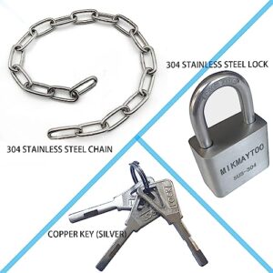 Bike Chain Lock,304 Stainless Steel raw Materials. No Rust, Corrosion Resistance, Premium Case-Hardened Security Chain for Motorcycles, Bike, Generator, Gates,Outdoor Furniture (40 INCH Chain Lock)