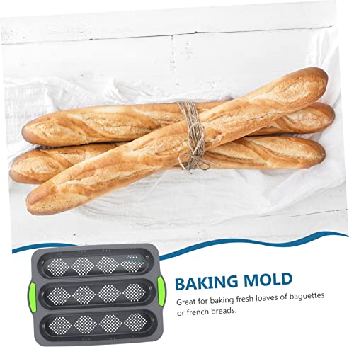 Housoutil Square Pan Square Cupcake Pans French Bread Pan Silicone Gummy Molds Non Stick Bakery Trays Bagette French Baking Mould Kitchen Baking Tool Wave Stick Baking Tools Baking Mold Slot