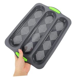 Housoutil Square Pan Square Cupcake Pans French Bread Pan Silicone Gummy Molds Non Stick Bakery Trays Bagette French Baking Mould Kitchen Baking Tool Wave Stick Baking Tools Baking Mold Slot