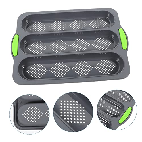 Housoutil Square Pan Square Cupcake Pans French Bread Pan Silicone Gummy Molds Non Stick Bakery Trays Bagette French Baking Mould Kitchen Baking Tool Wave Stick Baking Tools Baking Mold Slot