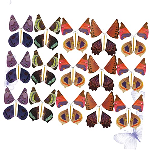 SAFIGLE Wind Up Butterfly 15pcs Toys for Flying Toy Fairy Toy Flying Butterfly Toy Surprise Butterfly Flying Toy Prop Props Butterfly Metal Sculpture Decorate 3D to Fly Props