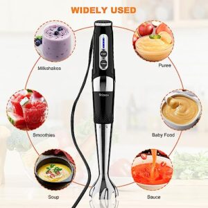 Immersion Hand Blender: 3-Angle Adjustable with Variable 21-Speed Control, Powerful Hand Blender Electric for Milkshakes | Smoothies | Soup| Puree | Baby Food (White)