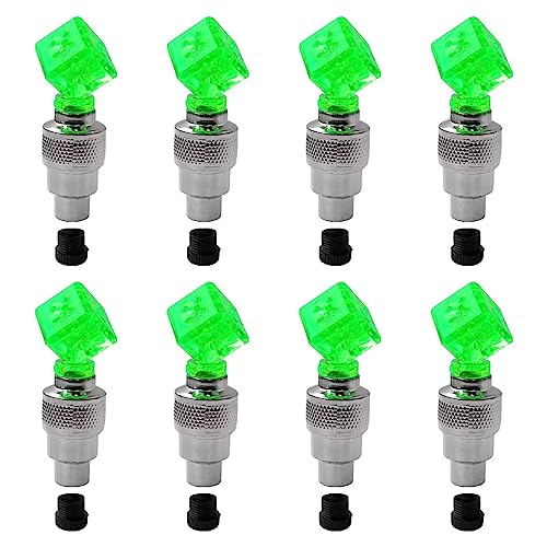 8 PCS LED Wheel Lights Flash Light Tire Valve Cap Lamp for Car Trucks Motorcycle Bike (Dice, Green)