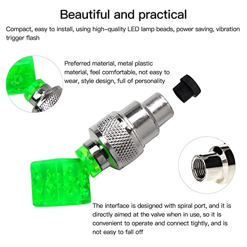 8 PCS LED Wheel Lights Flash Light Tire Valve Cap Lamp for Car Trucks Motorcycle Bike (Dice, Green)