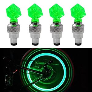8 PCS LED Wheel Lights Flash Light Tire Valve Cap Lamp for Car Trucks Motorcycle Bike (Dice, Green)