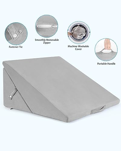 Lossey Wedge Pillow for After Surgery, Adjustable 9" & 12" Bed Wedge Pillow for Sleeping, Foldable Memory Foam Triangle Pillow for Snoring, Acid Reflux, GERD, Back and Leg