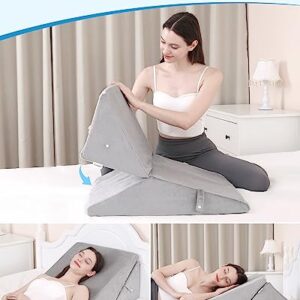 Lossey Wedge Pillow for After Surgery, Adjustable 9" & 12" Bed Wedge Pillow for Sleeping, Foldable Memory Foam Triangle Pillow for Snoring, Acid Reflux, GERD, Back and Leg