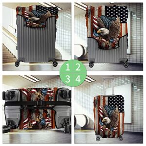 Luggage Covers for Suitcase TSA Approved,Elastic Washable Suitcase Cover Protector, Bald Eagle with American Flag Luggage Cover Sleeve Wrap for 22/23/24/25 Inches Suitcase (M) Travel Accessories