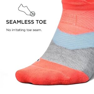 Feetures Elite Max Cushion No Show Tab - Running Socks for Men & Women - Athletic Compression Socks - Moisture Wicking - Medium, Climb Coral