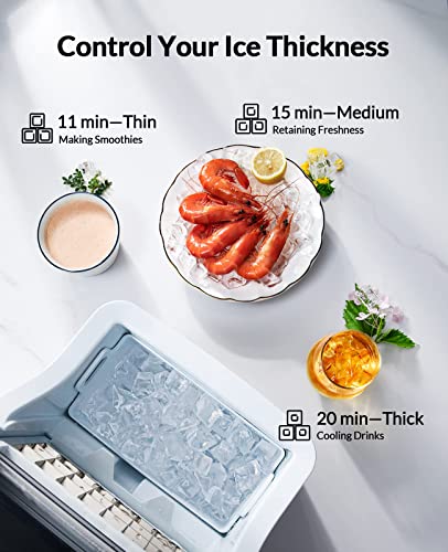 Silonn Ice Makers Countertop - 24Pcs Ice Cubes in 13 Min, 45lbs Per Day, 2 Ways to Add Water, Auto Self-Cleaning, Stainless Steel Ice Machine for Home Office Bar Party