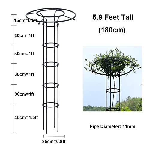 Garden Obelisk Trellis for Climbing Plants,3ft 4ft 5ft 5.9ft 6.9ft Tall Vertical Metal Umbrella Trellis Tower Frame Outdoor Flower Support Cage Climbing Stand Rack for Vines Rose (Size : 180cm/5.9ft