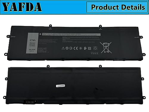 Yafda DWVRR New Laptop Battery Replacement for Dell Inspiron 16 7620 2-in-1 Alienware x15 R1 Alienware x15 R2 Alienware x17 R1 Alienware x17 R2 Series 817GN 0017GN 0NR6MH 11.4V 87Wh