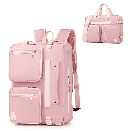 seyfocnia Messenger Bag for Women,Laptop Backpack Fits 17.3 Inch Laptop Bag Handbag Business Briefcases for Women Convertible Briefcase Backpack Shoulder Bag for Work-Pink