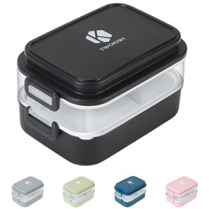 twokiwi bento box adult lunch box – lunch containers for adults – 7 cup bento lunch box with 6 compartments & spork, microwave,dishwasher & freezer safe