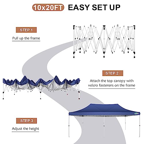 COBIZI Canopy 10x20 Pop up Canopy Gazebo 2.0, Outdoor Canopy Tent with 6 Removable Sidewalls, Easy up Sun Shade UV Blocking Waterproof Outdoor Tent for Backyard, Parties,Wedding,Birthday,BBQ, Blue