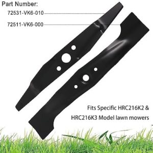 72511-VK6-000 & 72531-VK6-010 08720-VH7-000 Lawn Mower Blades Compatible with Hondaa HRC216K2 HXA, HRC216K2 PDA, HRC216K3 HXA, HRC216K3 PDA3 Mulching Blade Set（Not Fit for VH7-000 Blade）