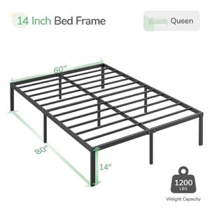 Novilla Queen Bed Frame, 14 Inch Metal Platform Bed Frame Queen Size No Box Spring Needed, Heavy Duty Steel Slat Support, Easy Assembly