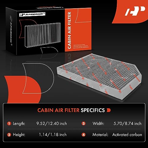 A-Premium Cabin Air Filter with Activated Carbon Compatible with Porsche Panamera 2017-2021 2.9L 4.0L, Panamera 2019-2020 3.0L, Panamera 2022-2023 2.9L 4.0L, Taycan 2020-2023, Replace# 971819429