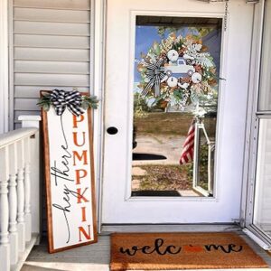 Fall Wreath for Front Door,20 inch Door Wreath with White Pumpkin, Truck Door Wreath,Autumn Harvest Porch Decor, Thanksgiving Farmhouse Decoration Indoor Outdoor,Pumpkin Wreath,Wreath with Ribbon Bow