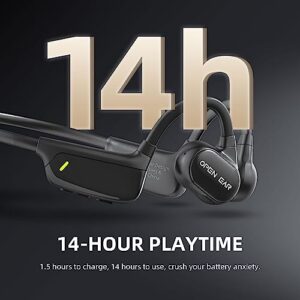 flymory Air Conduction Headphones Bluetooth 5.3, Open Ear Wireless Headphones with Dual Mic, 16.2mm Drivers Sport Headset with Premium Sound, Noise Cancelling Earphones with 14 Hours Playtime