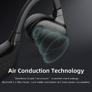 flymory Air Conduction Headphones Bluetooth 5.3, Open Ear Wireless Headphones with Dual Mic, 16.2mm Drivers Sport Headset with Premium Sound, Noise Cancelling Earphones with 14 Hours Playtime