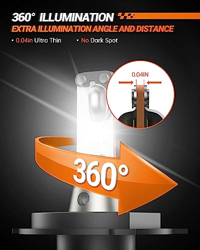 SEALIGHT H4/9003/HB2 LED Headlight Bulbs, 24000LM 100W 800% Brightness LED Headlights Conversion Kit for Hi/Lo Beam 6000K White, 9003 LED Light Cooling Fan, Plug-N-Play, Pack of 2, Headlight Brackets