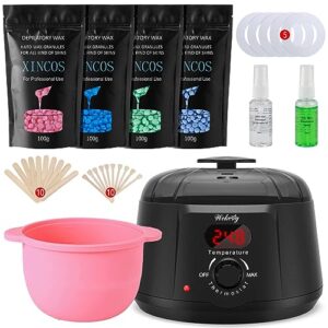 wax kit for hair removal: digital waxing hot melts warmer with hard wax beads for face bikini body eyebrow legs armpit- hair remover machine at home facial kit for women and men sensitive skin