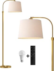 oneach 62" gold floor lamp for living rooms tall arc standing lamps with remote bedrooms industrial corner nursery girls kid vintage mid-century modern reading light office(bulb included)