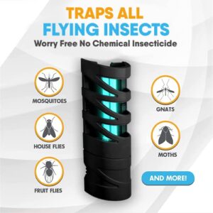 FlyWeb - Fruit Fly Traps for Indoors, Gnat Traps for House Indoor - Made in USA, Fruit Fly Killer, Non Bug Zapper Indoor, Plug in Bug Catcher Indoor, Bug Light Indoor, UV Light, Gardner (Black)
