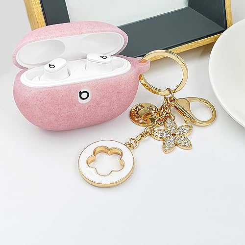 KOUJAON Case for Beats Studio Buds+ 2023/Beats Studio Buds 2021, Silicone Beats Studio Buds Case Cover Beats Studio Earbuds Protective Accessories with Keychain for Women/Girls (Rose Gold)