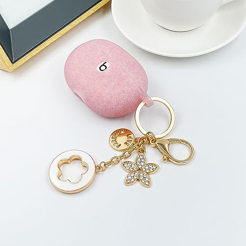 KOUJAON Case for Beats Studio Buds+ 2023/Beats Studio Buds 2021, Silicone Beats Studio Buds Case Cover Beats Studio Earbuds Protective Accessories with Keychain for Women/Girls (Rose Gold)