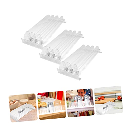 Plastic Organizer Clear Water Bottle Clear Water Bottles 3pcs Shelf Pusher 35c Pusher White Drinks Plastic Water Bottles Cosmetic Fridge Bottle Organizer