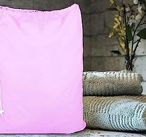 Urban Villa Laundry Bag Canvas|Dirty Clothes Travel Laundry Bag|Machine Washable|Reusable College Hostel Hamper Liner Bag Garments Delicates Drawstring Closure 2 Pack Pink Color|Size 28X36 Inches