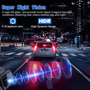 2K Dash Cam Front WiFi Dash Camera for Cars QHD 1440P Car Camera Dashcam for Cars with Super Night Vision 170°Wide Angle WDR Loop Recording