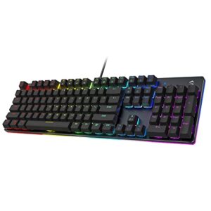 black shark mechanical gaming keyboard full 104-keys all metal panel, led rgb backlit usb wired keyboard with green switch, quiet click sound mechanical keyboard for windows,desktop,computer,pc
