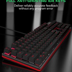 Black Shark Mechanical Gaming Keyboard Full 104-Keys All Metal Panel, LED RGB Backlit USB Wired Keyboard with Green Switch, Quiet Click Sound Mechanical Keyboard for Windows,Desktop,Computer,PC