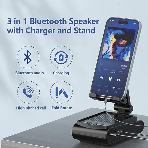 Tosrafid Gifts for Men Women, Cell Phone Stand with Wireless Bluetooth Speaker, high bass Portable Bluetooth Speaker, Adjustable Angle and Height, Birthday Gift Ideas, Unique Gifts